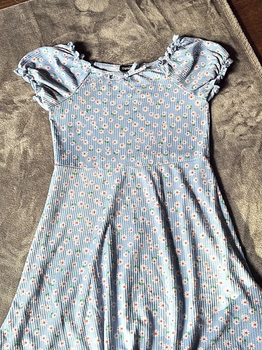 Floral Mini Dress in Blue & White Like New